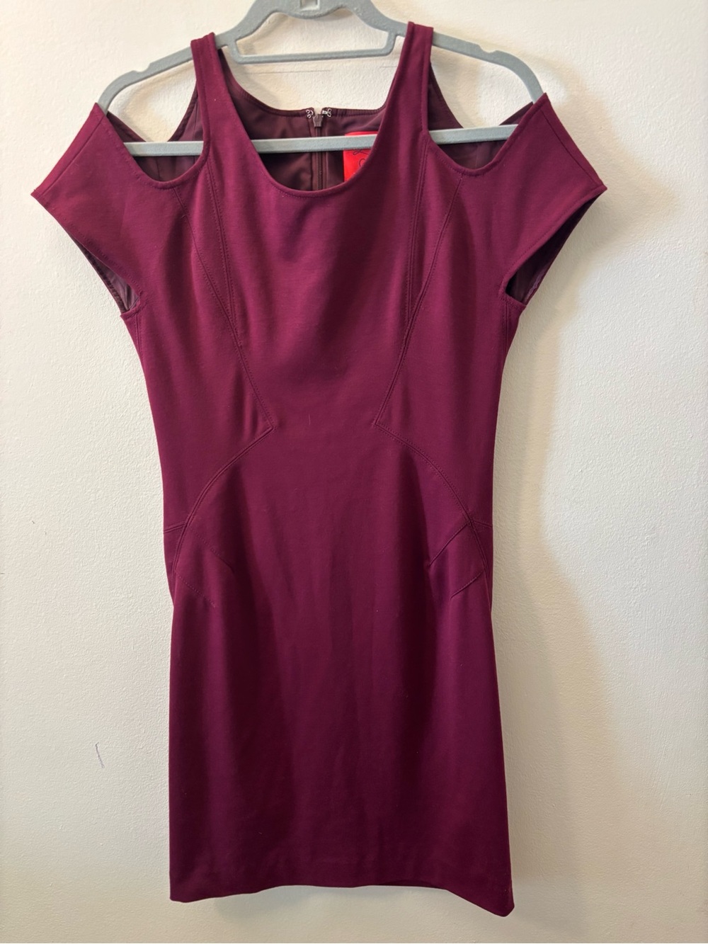 Zac Posen/ lord & Taylor collab Burgundy sheath Cold-Shoulder fitted dress